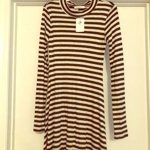 LUSH Nordstrom Gray & Cream Striped Dress
